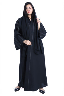 Flare sleeves Abaya AIK4035 Black & Blue image