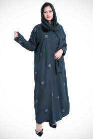 Embroidered Abaya AIK3030 Green