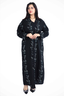 Embroidered Abaya AIK3029 Black & Green image