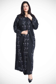 Embroidered Abaya AIK3029 Black & Blue