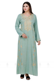 Aari Embroidered Jalabiya IK774 Lightgreen