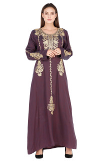 Aari Embroidered Jalabiya IK775 Brown image