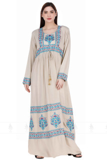 Embroidered Jalabiya IK5110 Biege Blue image