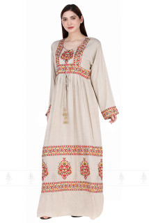 Embroidered Jalabiya IK5110 Biege Red image