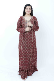 Aary Embroidered Jalabiya IK1064 Maroon
