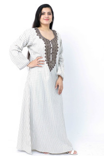 Embroidered Jalabiya IK1142 Brown image