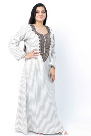 Embroidered Jalabiya IK1142 Brown